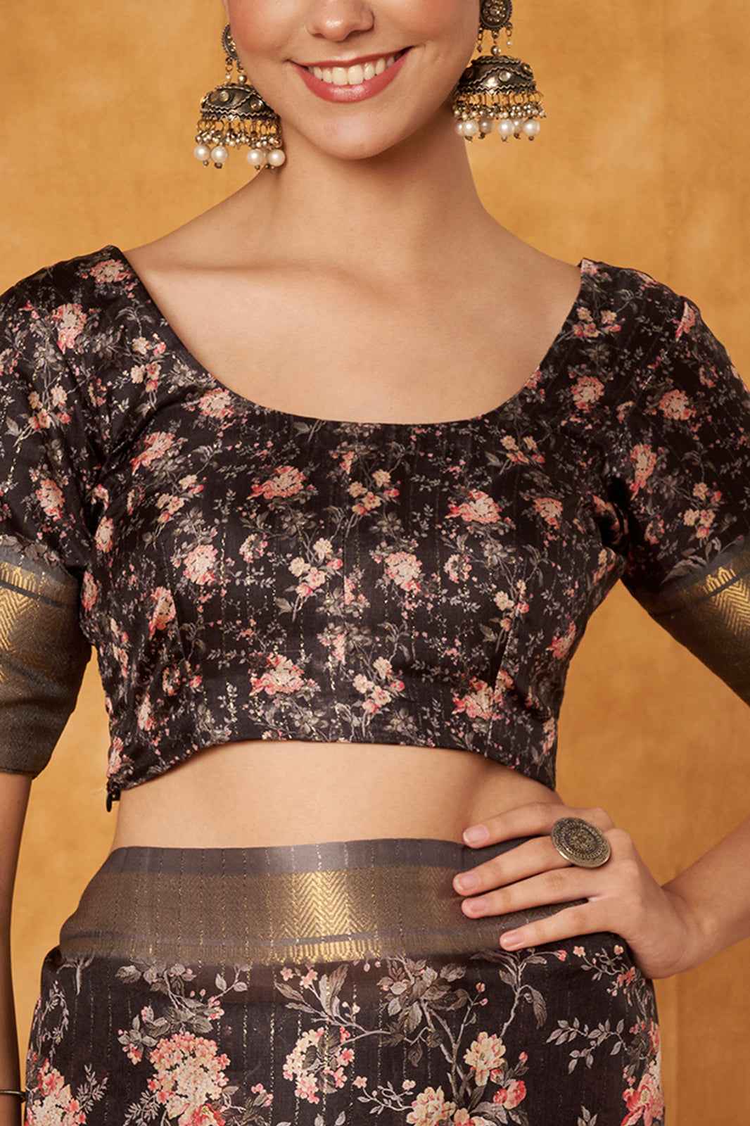 Black Bloom Premium Banarasi Silk Saree