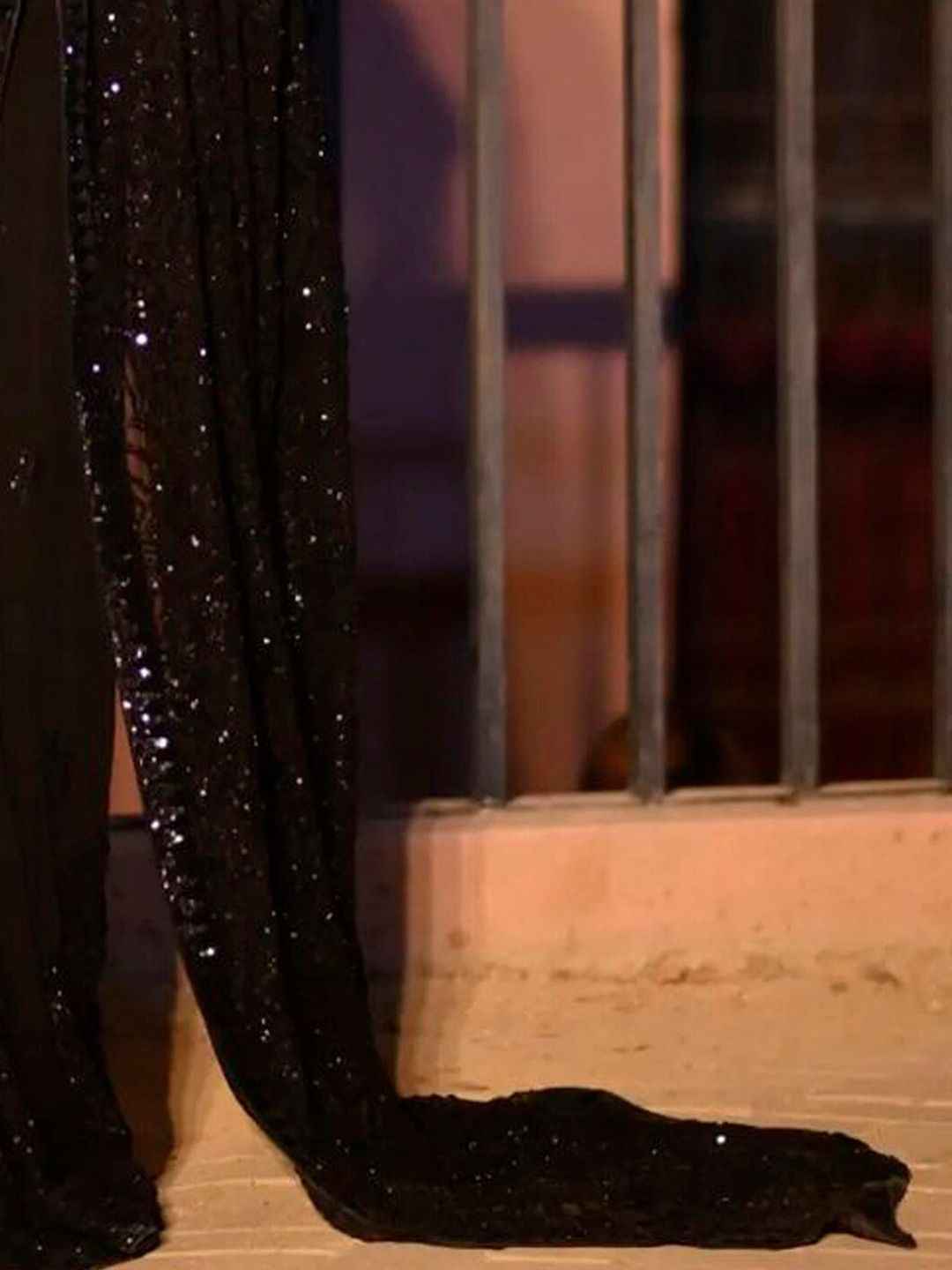 Glam Black Net Saree with Sequins - Elegant Style
