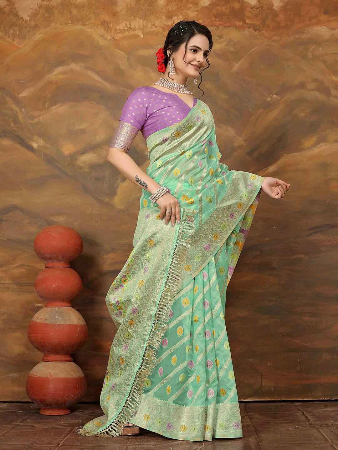 Regal Banarasi Organza Saree with Zari Work