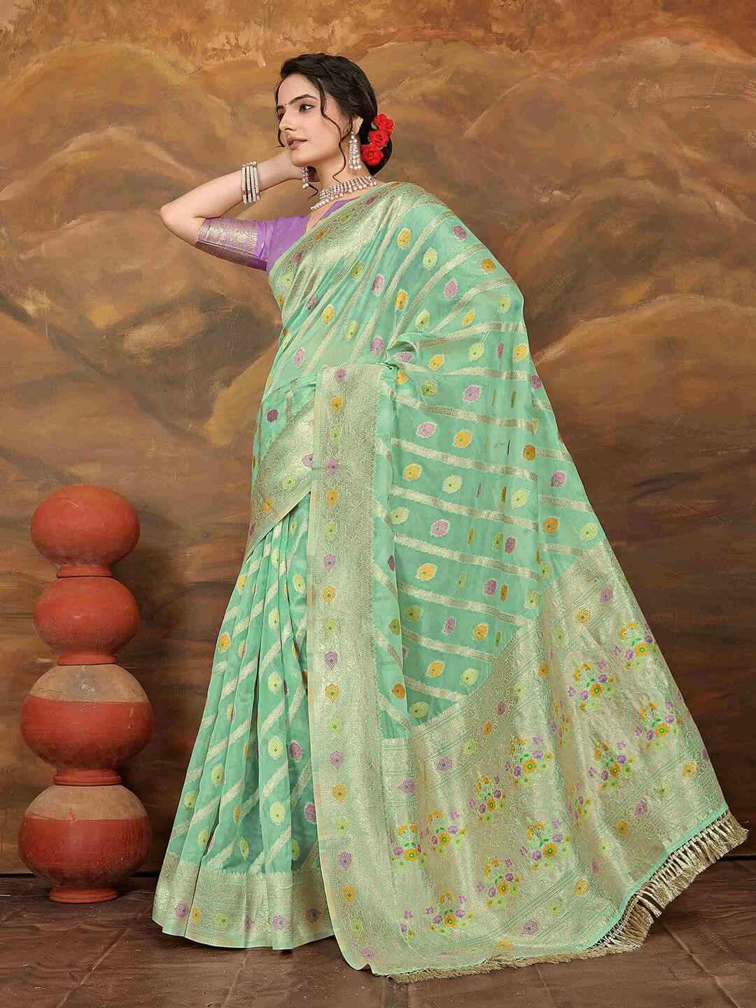 Regal Banarasi Organza Saree with Zari Work