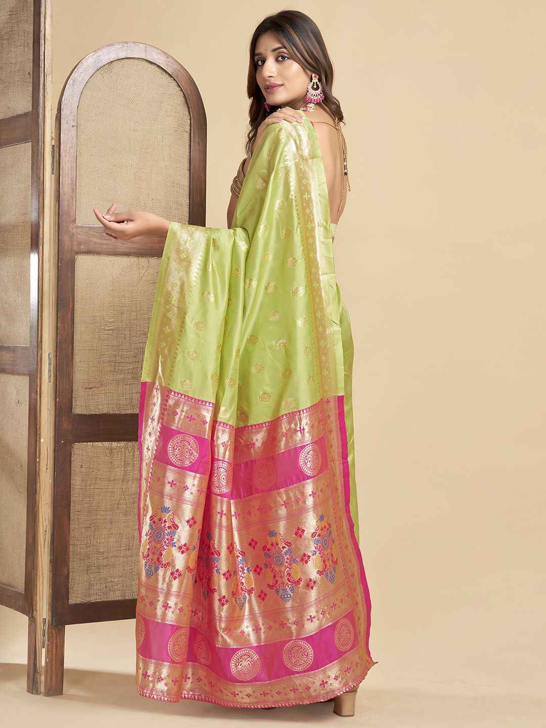 Green Banarasi Silk Saree with Golden Zari Weave