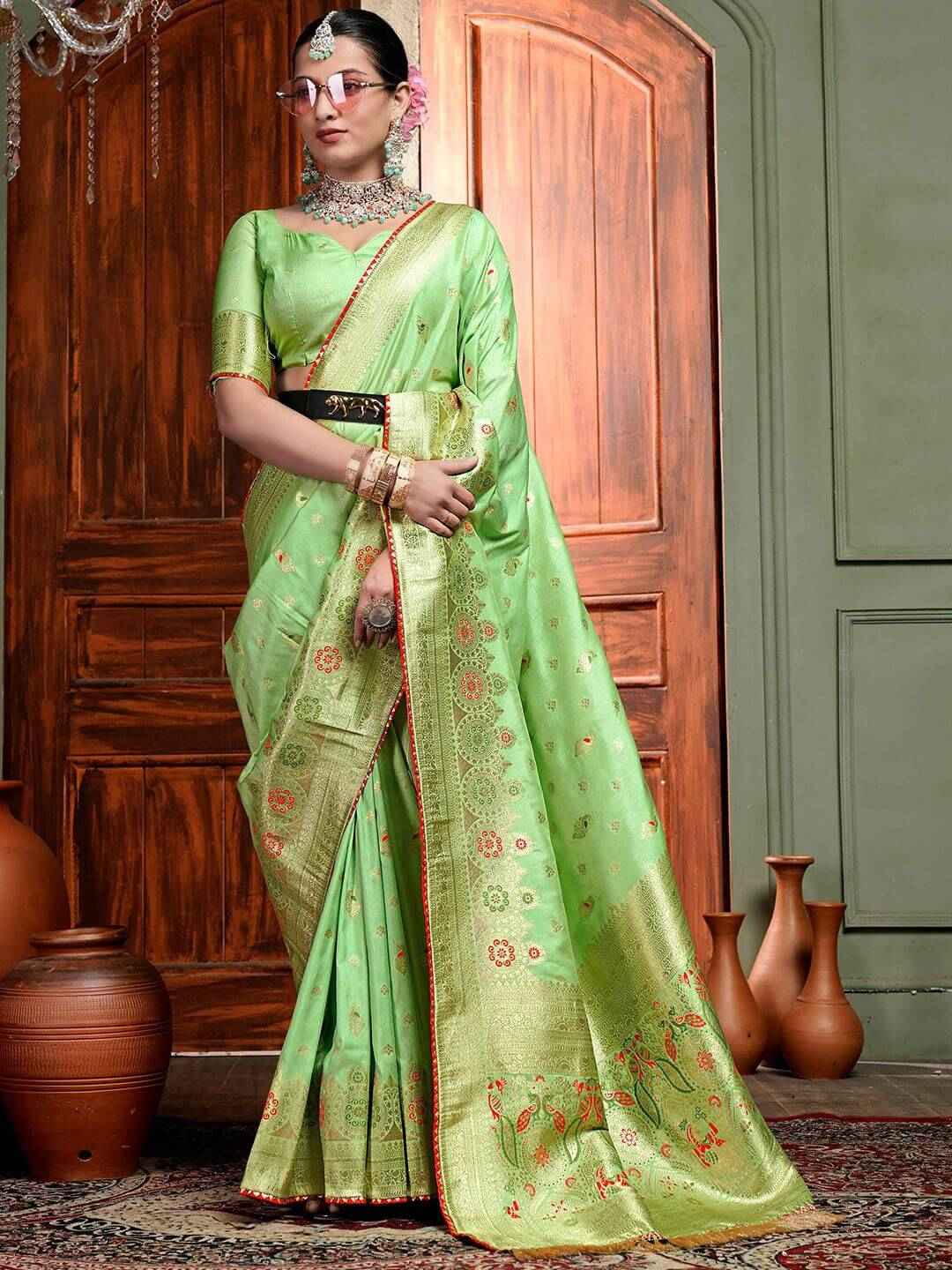 Premium Green Silk Saree - Elegant Choice for Festive Occasions