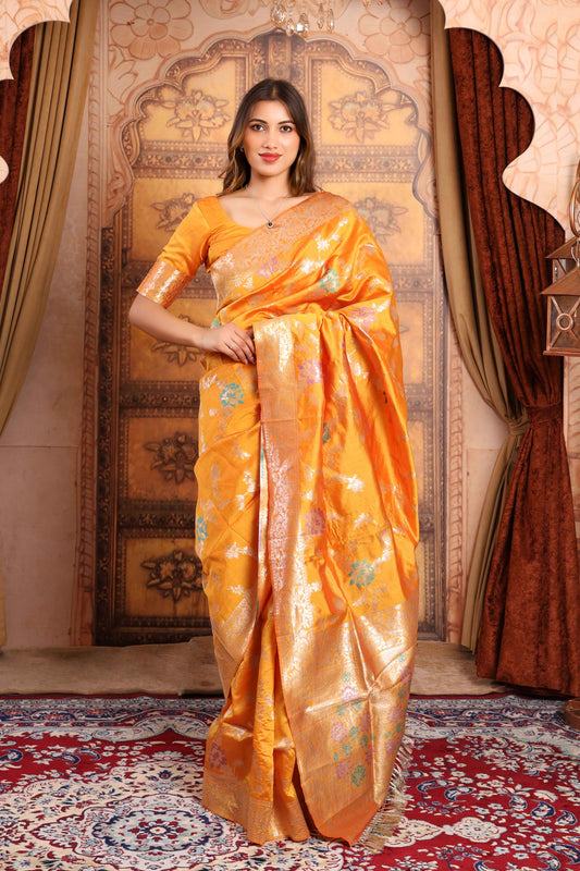 Handwoven Golden Yellow Kanjivaram Silk Saree