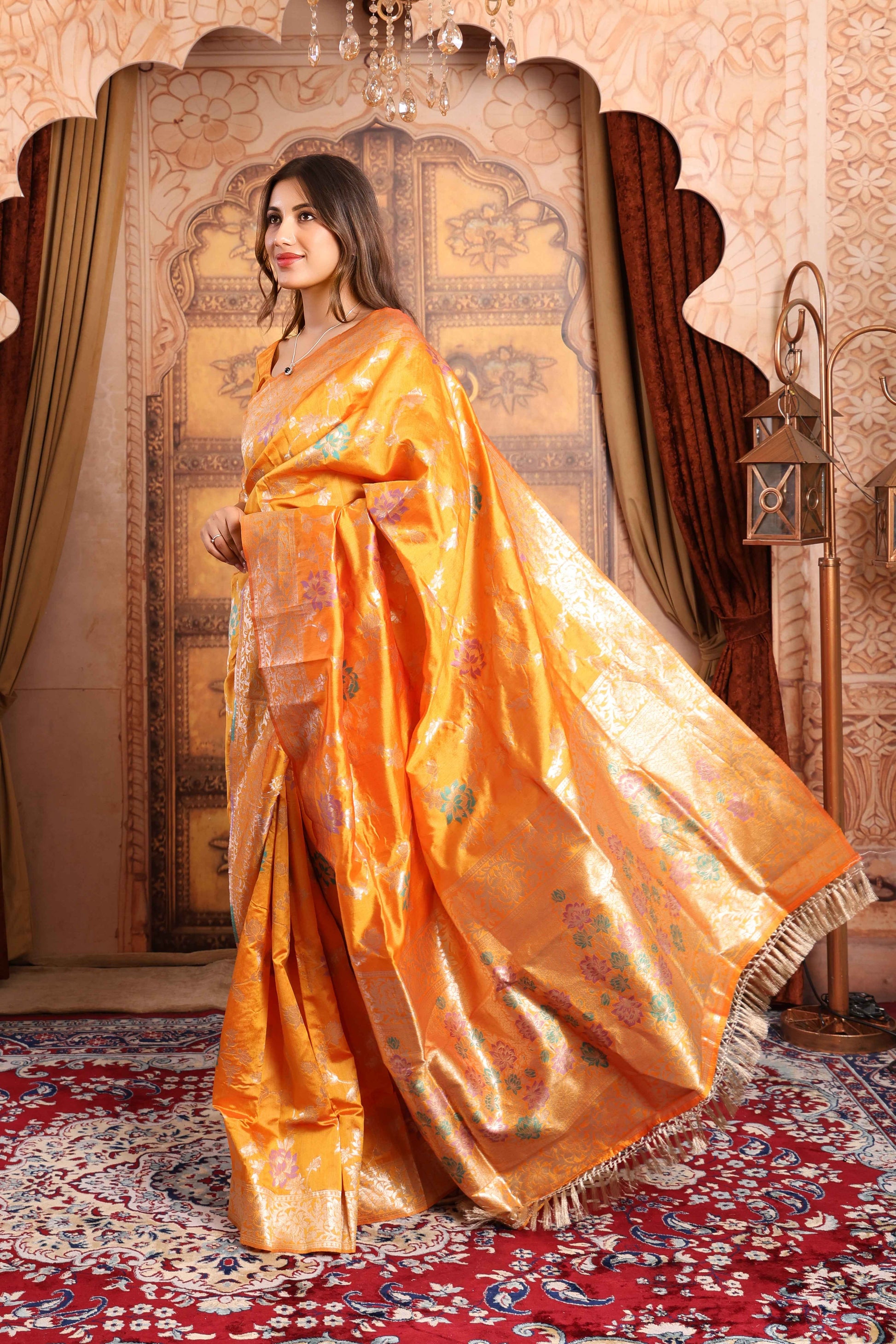 Handwoven Golden Yellow Kanjivaram Silk Saree