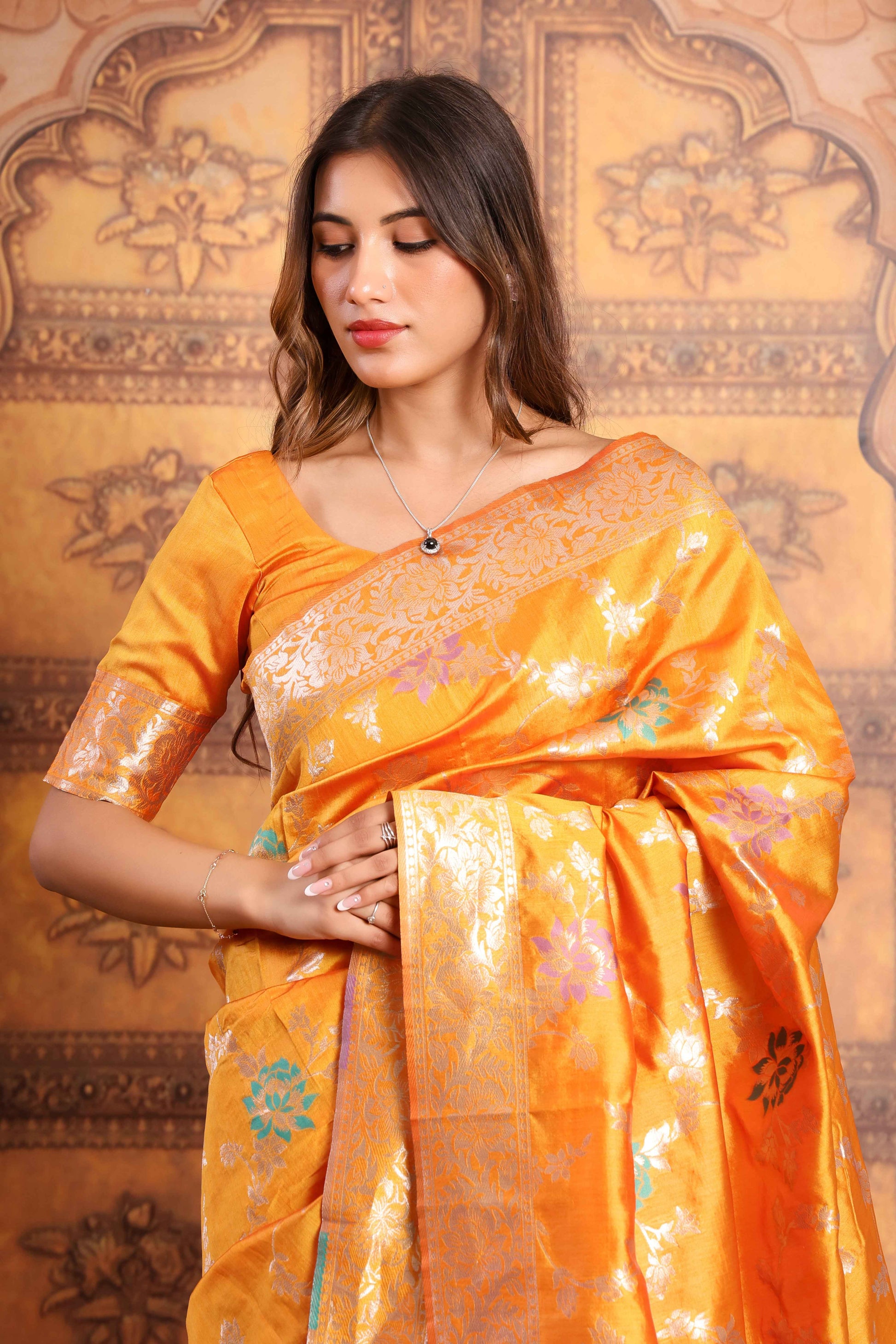 Handwoven Golden Yellow Kanjivaram Silk Saree