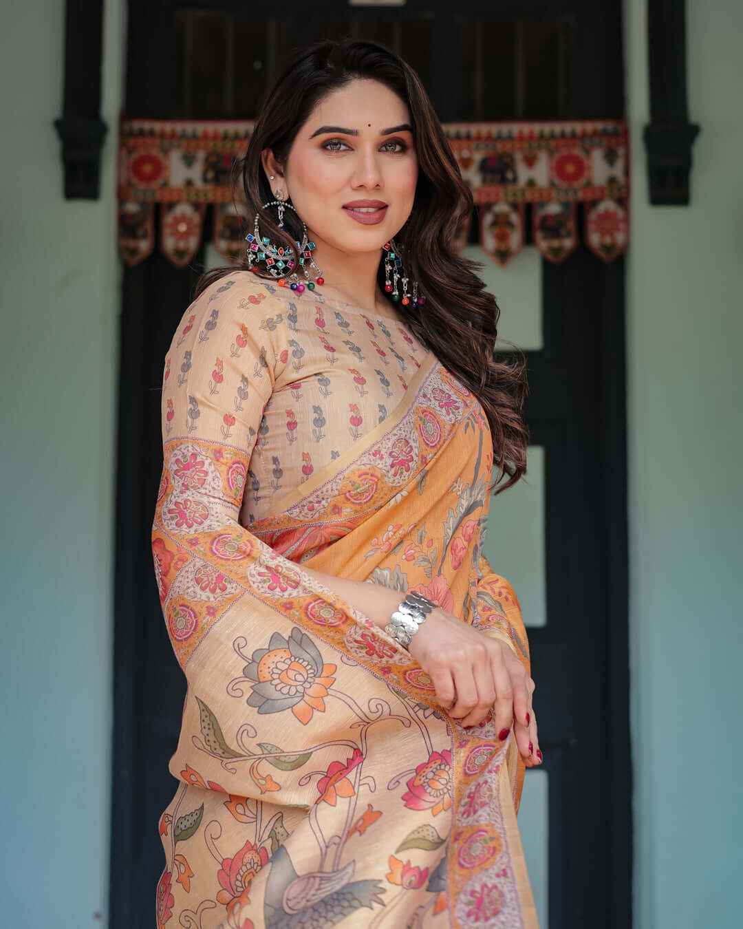 Mustard Yellow Handloom Saree with Tassels