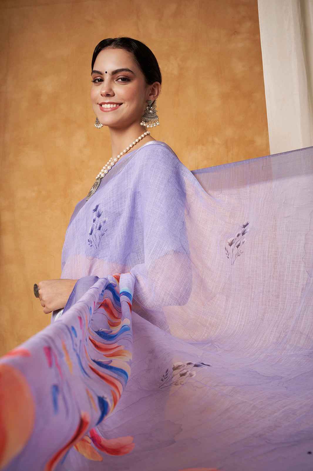 Burgundy Elegance Linen Border Saree