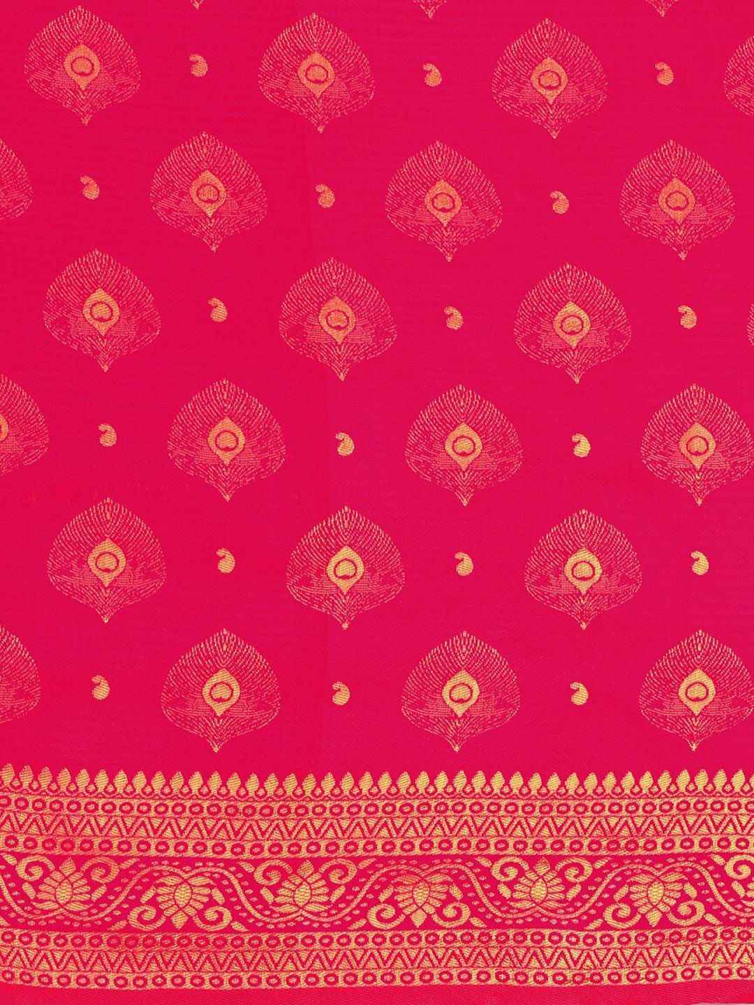 Royal Pink Peacock Paithani Silk Blend Saree