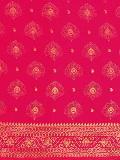 Royal Pink Peacock Paithani Silk Blend Saree
