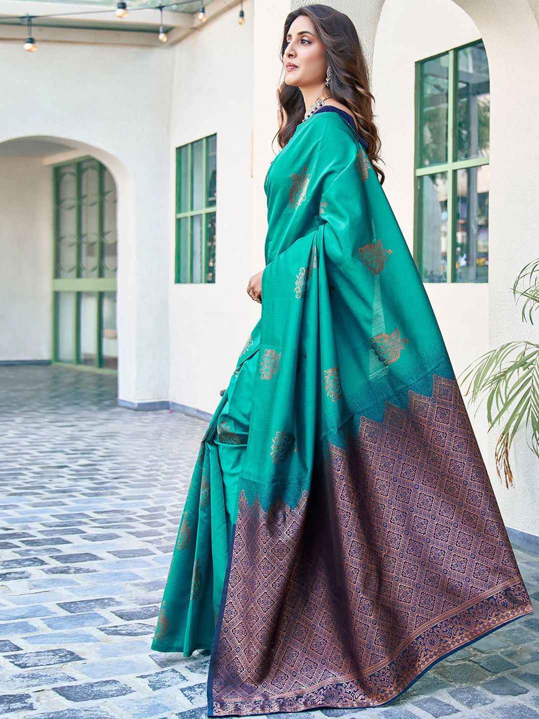 Regal Blue Banarasi Silk Blend Saree with Zari Detail