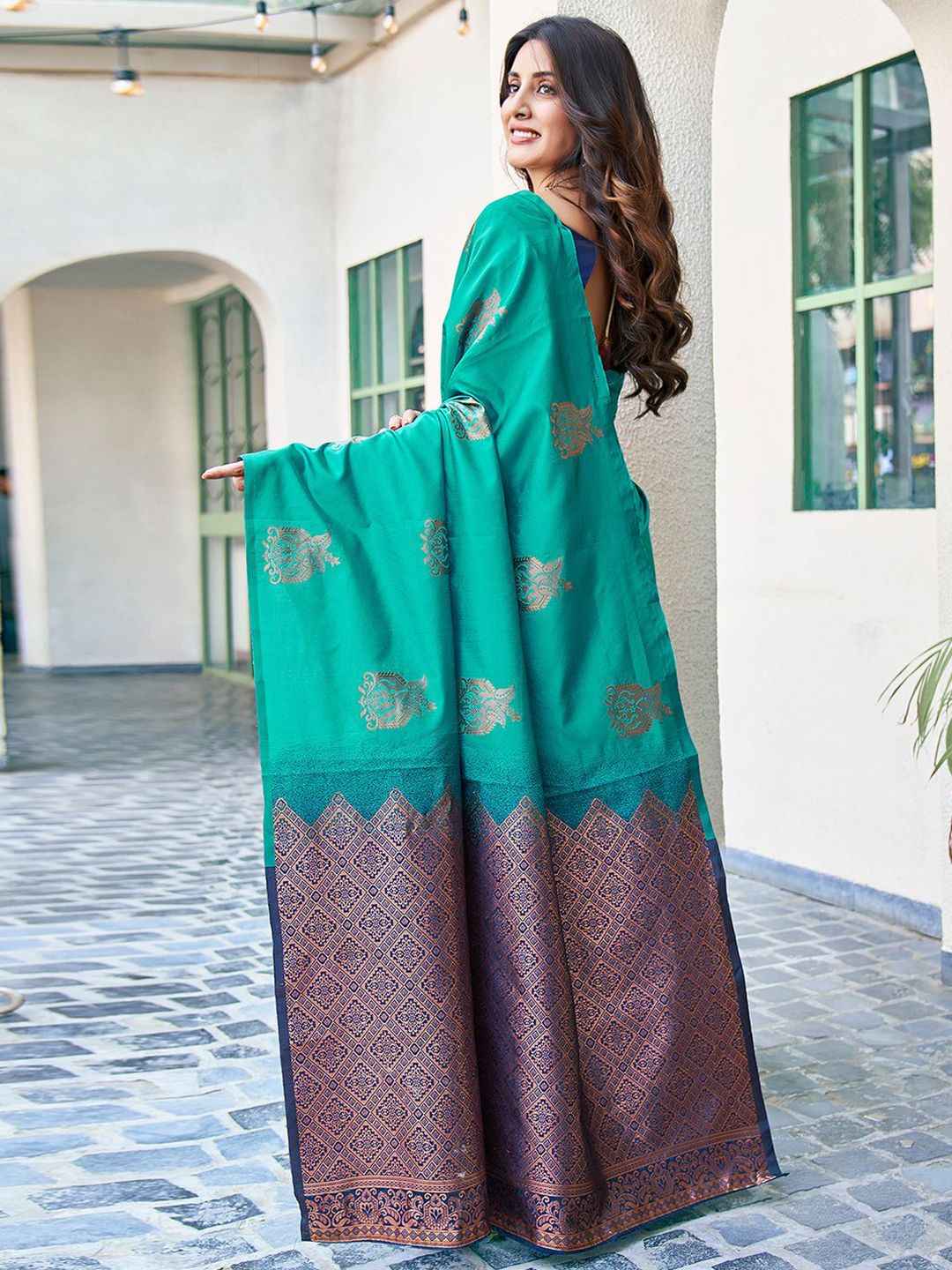 Regal Blue Banarasi Silk Blend Saree with Zari Detail