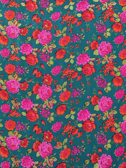 Floral Pink & Green Georgette Saree