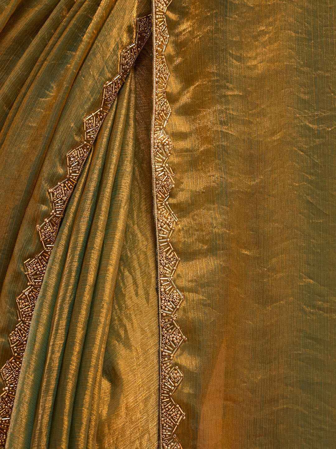 Premium Gold Embellished Silk Saree with Border Work