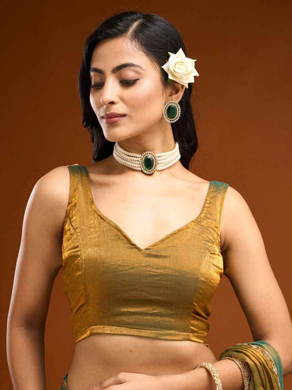 Premium Gold Embellished Silk Saree with Border Work