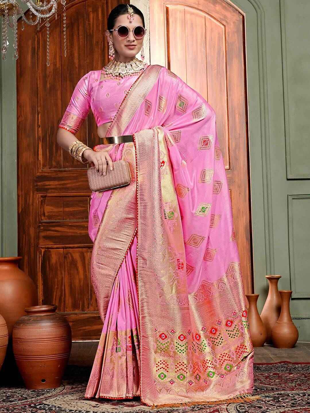 Pure Silk Banarasi Saree with Ethnic Zari Motifs - Luxurious Traditional Wear