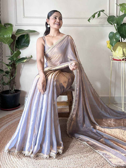 Gunmetal Glam Party Wear Saree