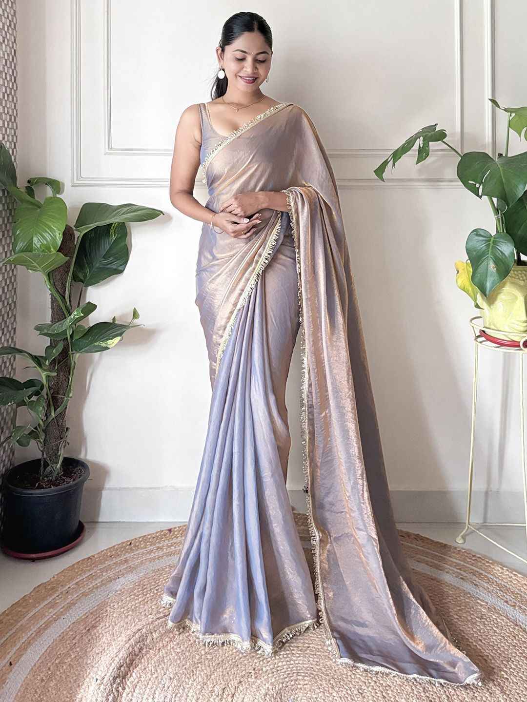 Gunmetal Glam Party Wear Saree