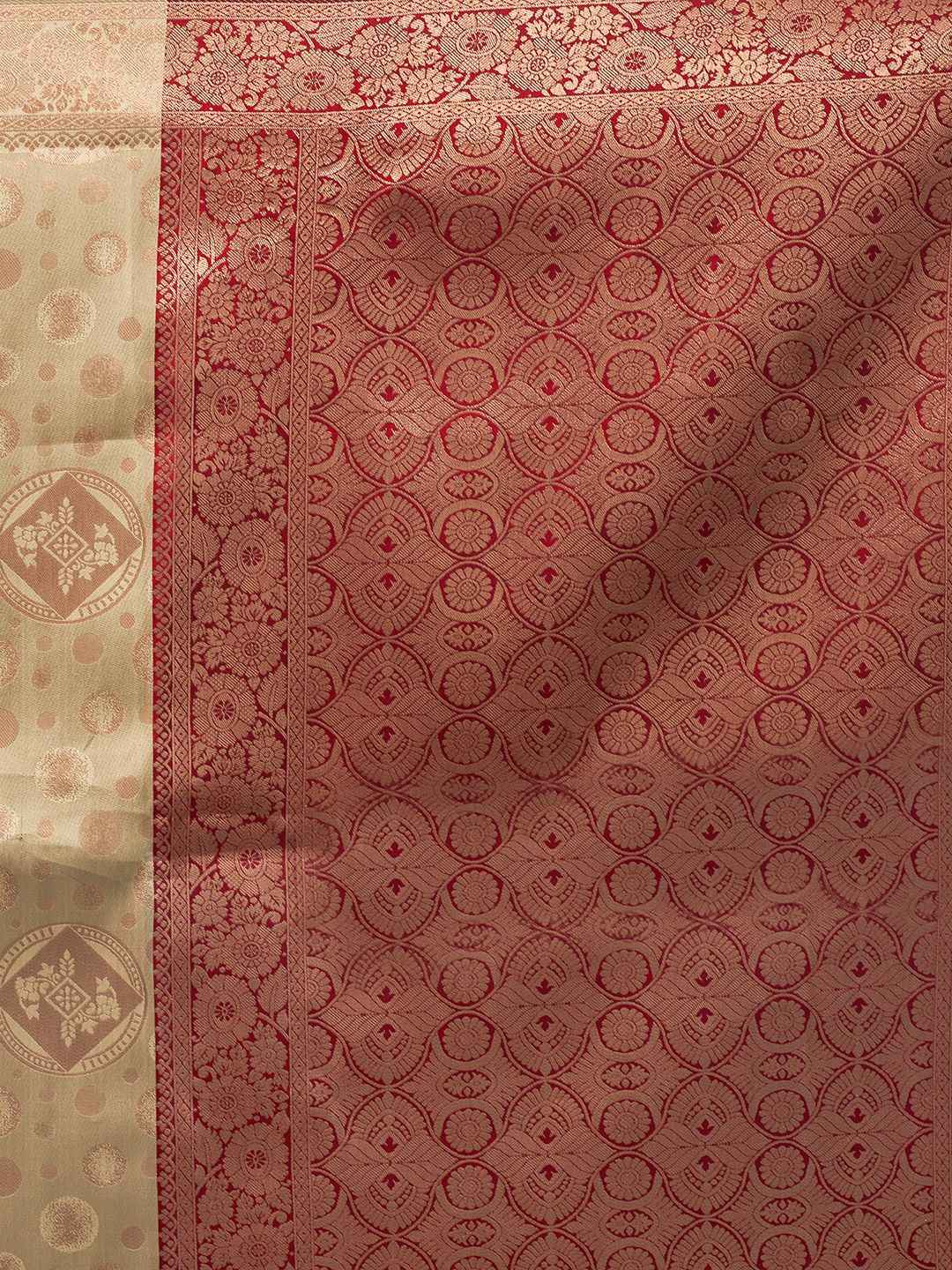 Elegant Beige & Brown Zari Woven Silk Blend Saree with Woven Border