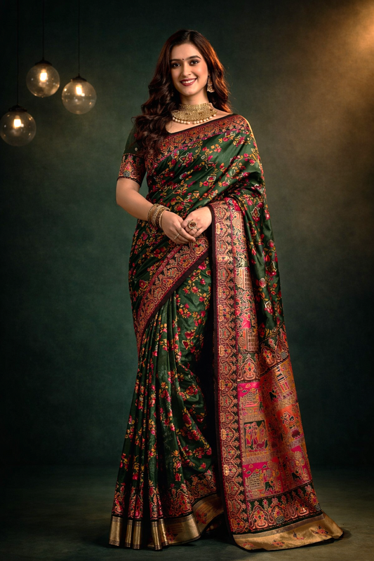 Emerald Rajasi Kashmiri Heritage Saree