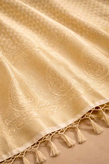 Maharani Cream Gold Silk Saree