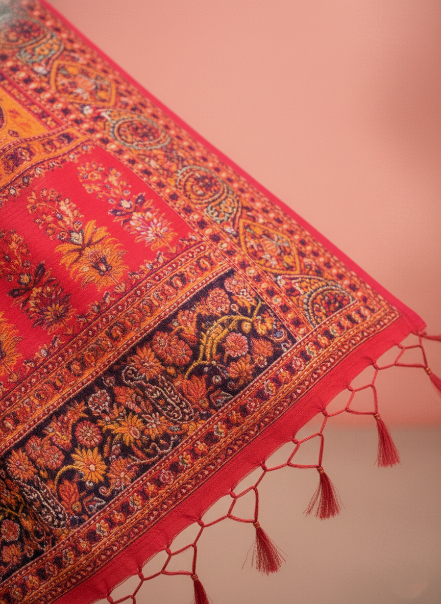 Rani Vasundhara Pure Pashmina – Heritage Crimson Heirloom Saree