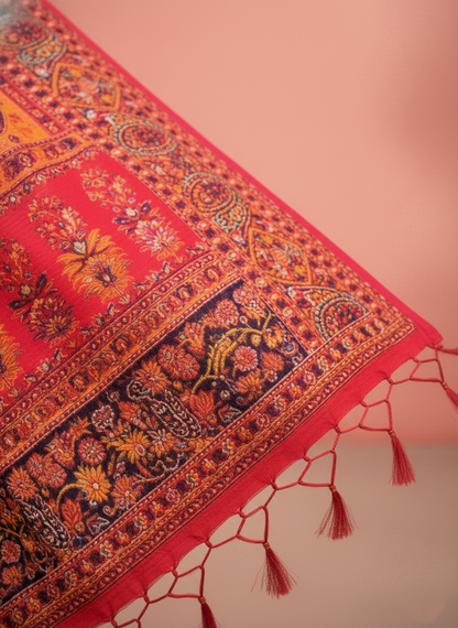 Rani Vasundhara Pure Pashmina – Heritage Crimson Heirloom Saree