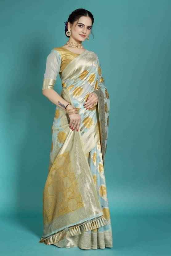 Premium Banarasi Silk Saree with Zari Work and Golden Zari Embroidery