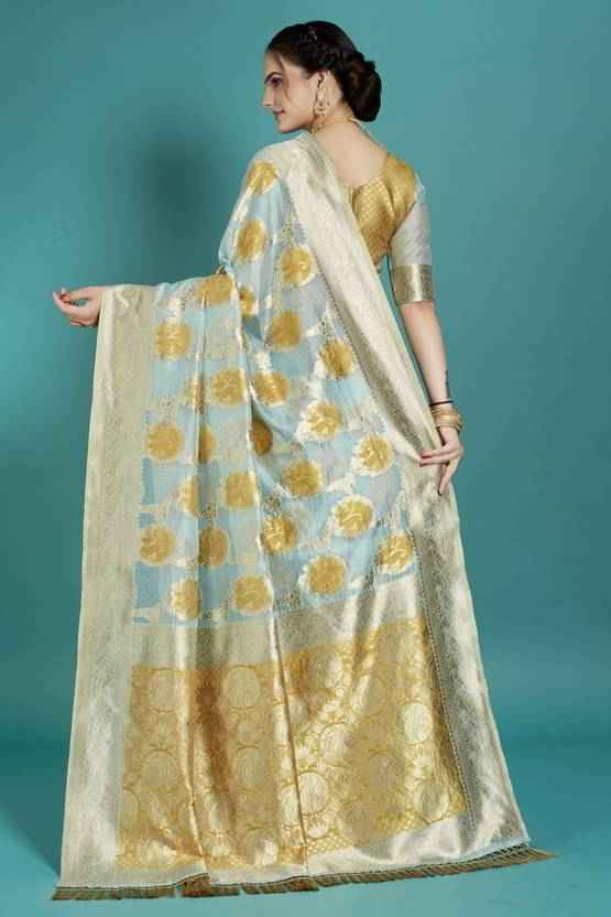 Premium Banarasi Silk Saree with Zari Work and Golden Zari Embroidery
