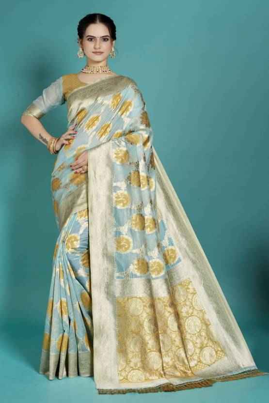 Premium Banarasi Silk Saree with Zari Work and Golden Zari Embroidery