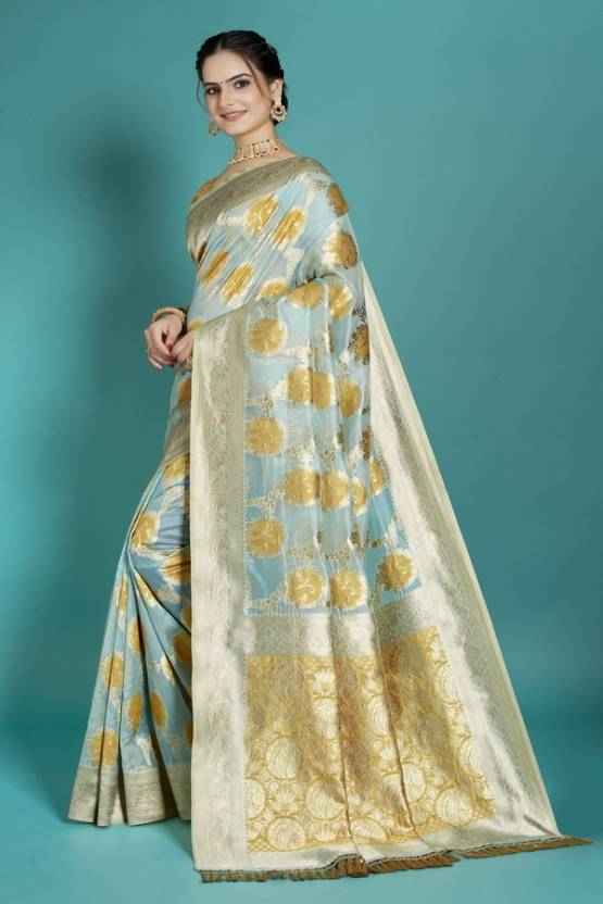 Premium Banarasi Silk Saree with Zari Work and Golden Zari Embroidery