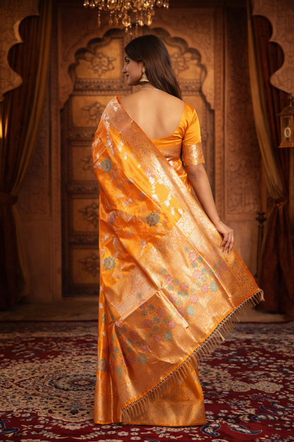 Handwoven Golden Yellow Kanjivaram Silk Saree
