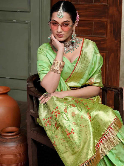 Premium Green Silk Saree - Elegant Choice for Festive Occasions