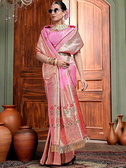 Pure Silk Banarasi Saree with Ethnic Zari Motifs - Luxurious Traditional Wear
