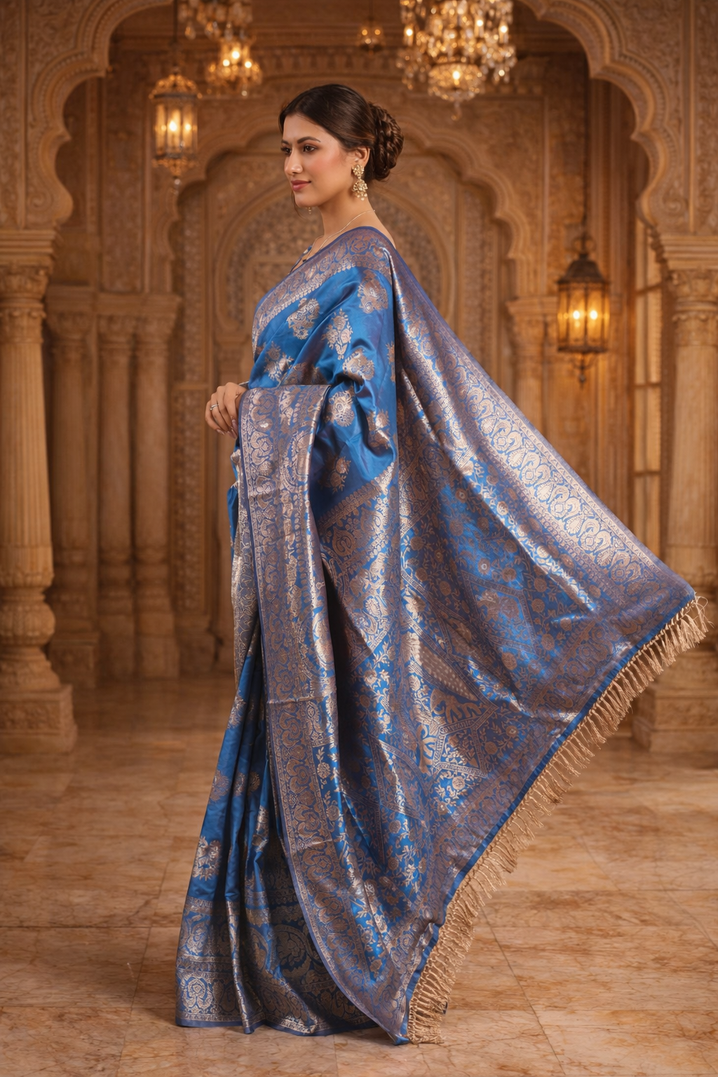 Royal Blue Banarasi Katan Silk Saree with Silver Zari