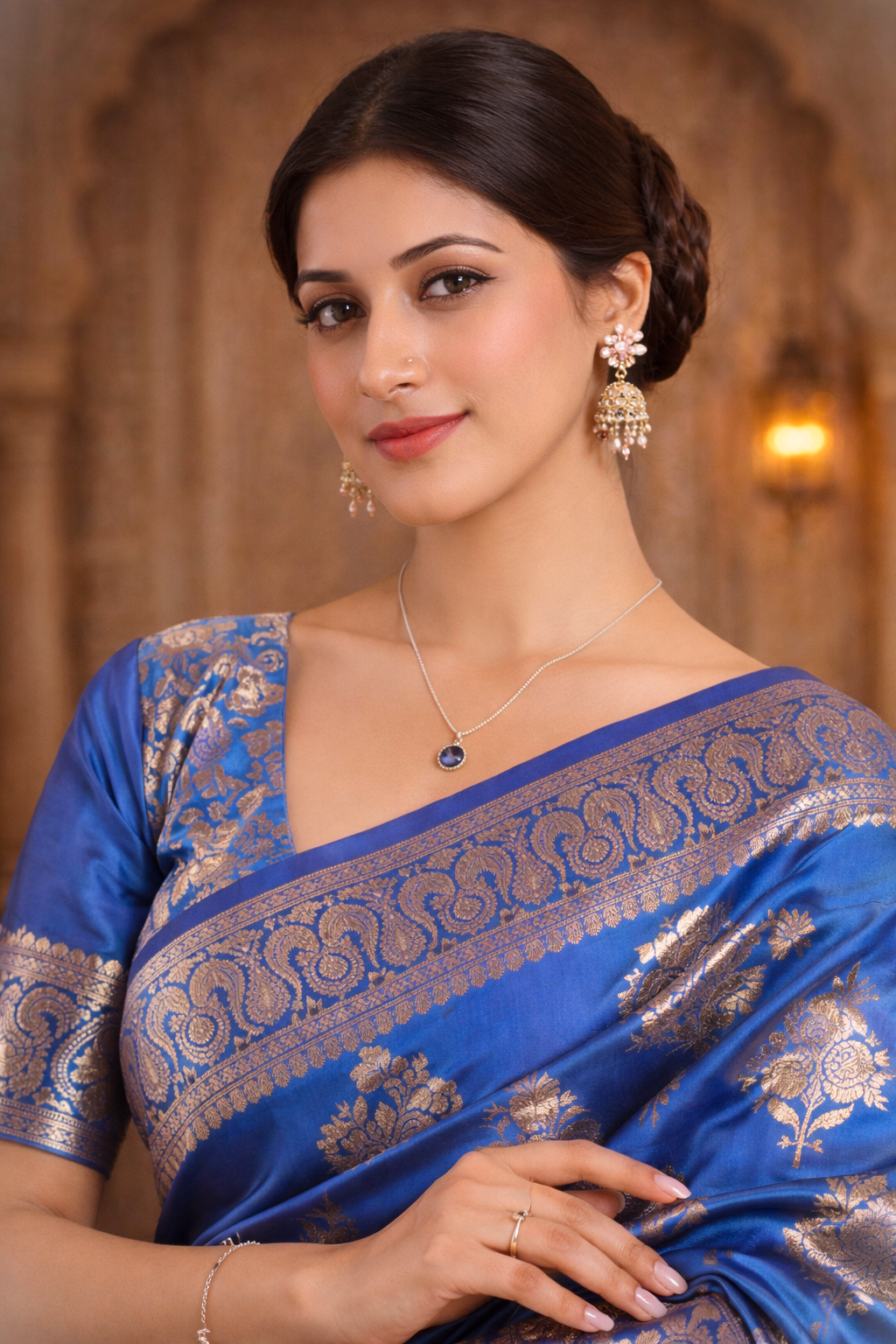 Royal Blue Banarasi Katan Silk Saree with Silver Zari